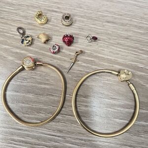Pandora Gold Bracelet with Red and Gold Charms